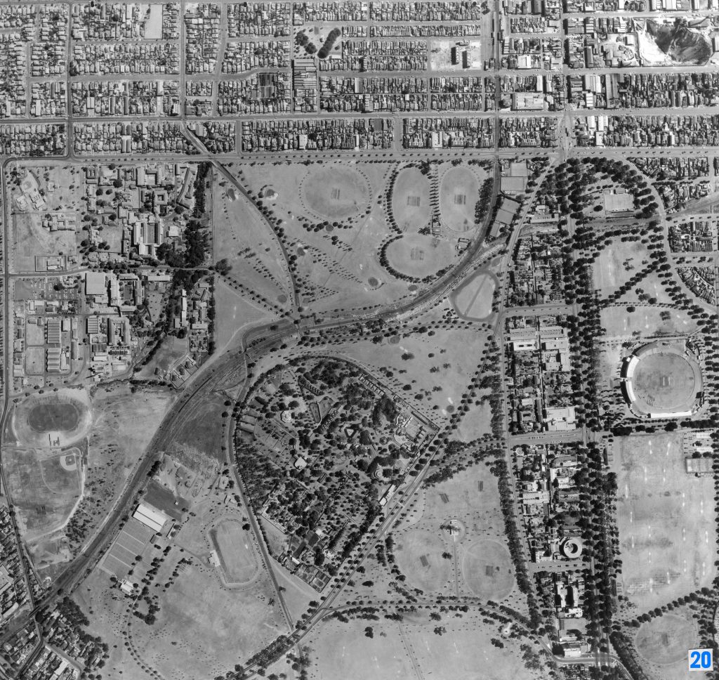 Map 20 – Aerial view of Royal Park, Parkville and Princes Park