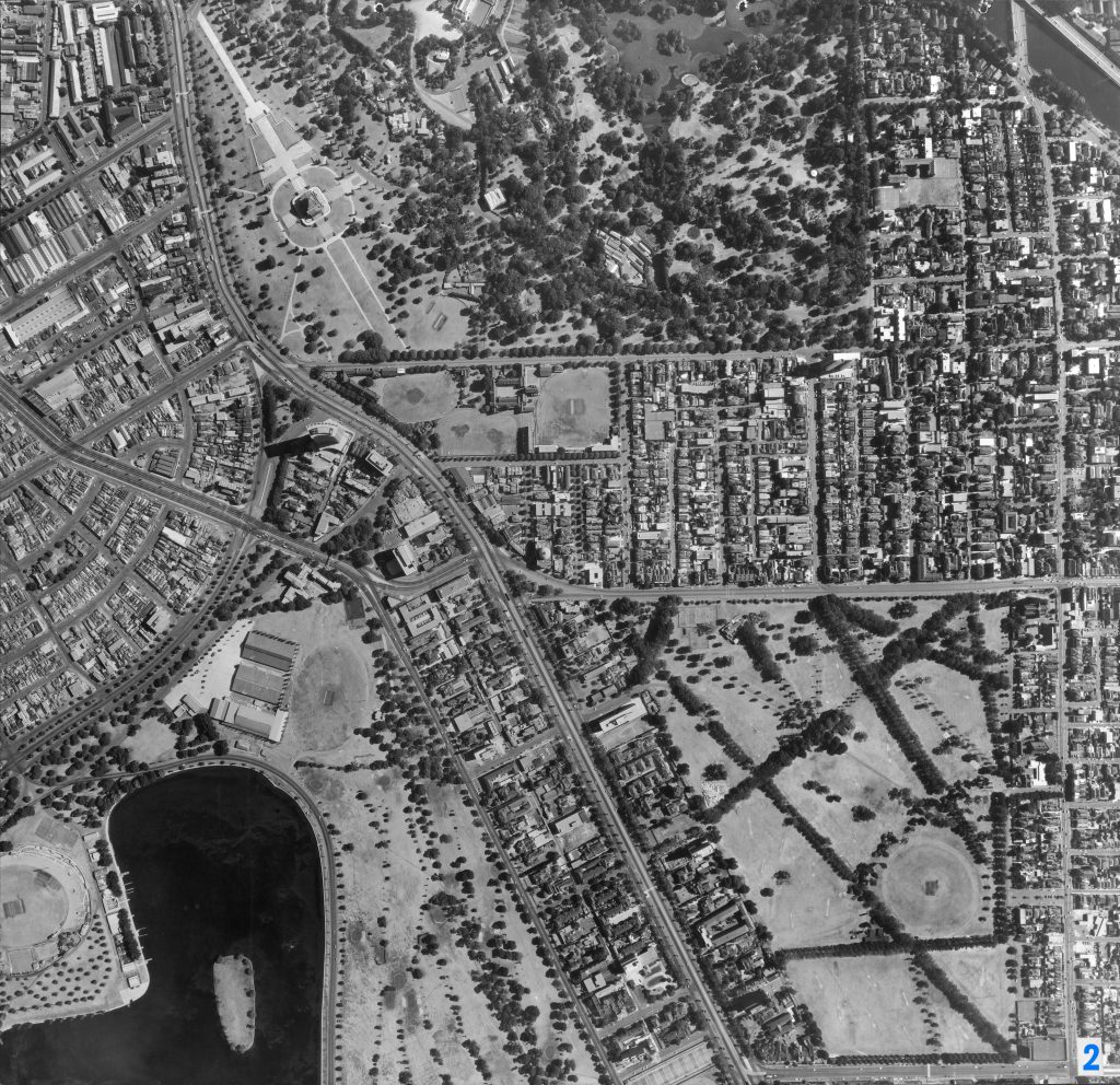 Map 2 – Aerial view of Albert Park, St Kilda Road, South Yarra