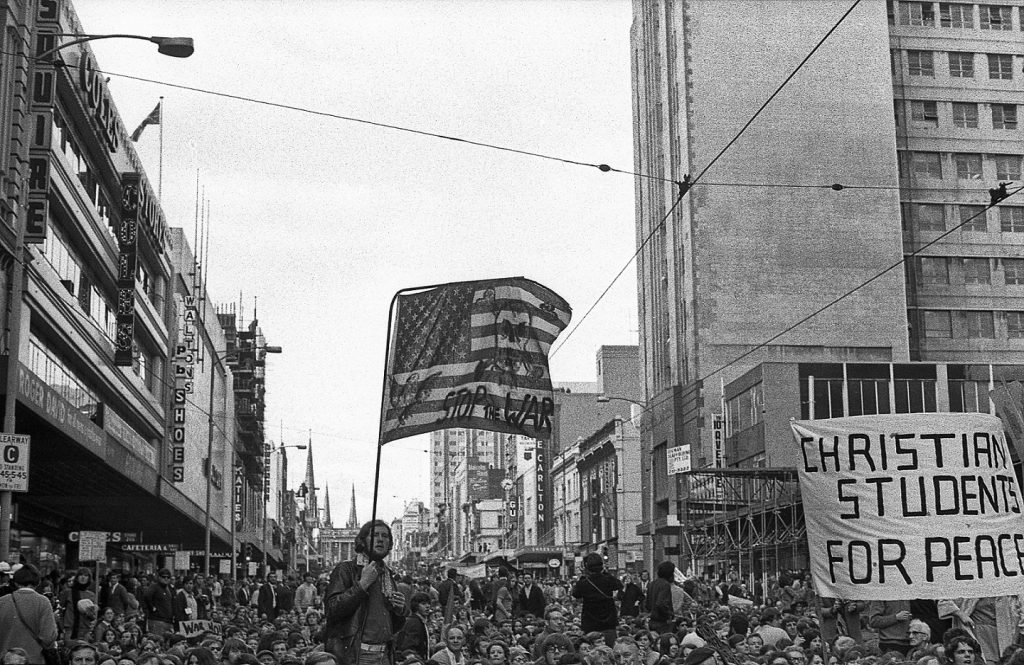 Faces in the crowd, Bourke Street (Vietnam moratorium protest)