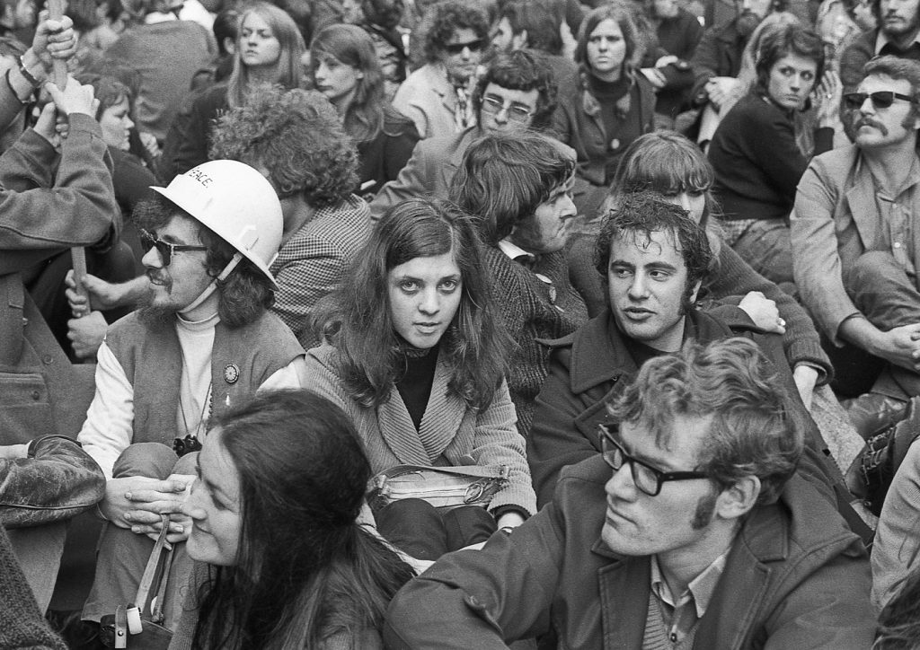 Faces in the crowd, corner of Bourke and Swanston Streets (Vietnam moratorium protest)